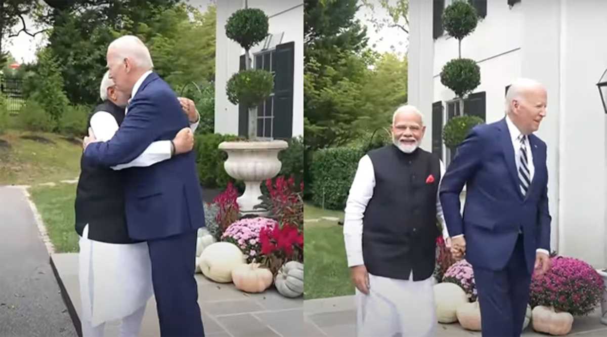 द्विपक्षीय बैठक से पहले प्रधानमंत्री , राष्ट्रपति बिडेन गर्मजोशी से गले मिले